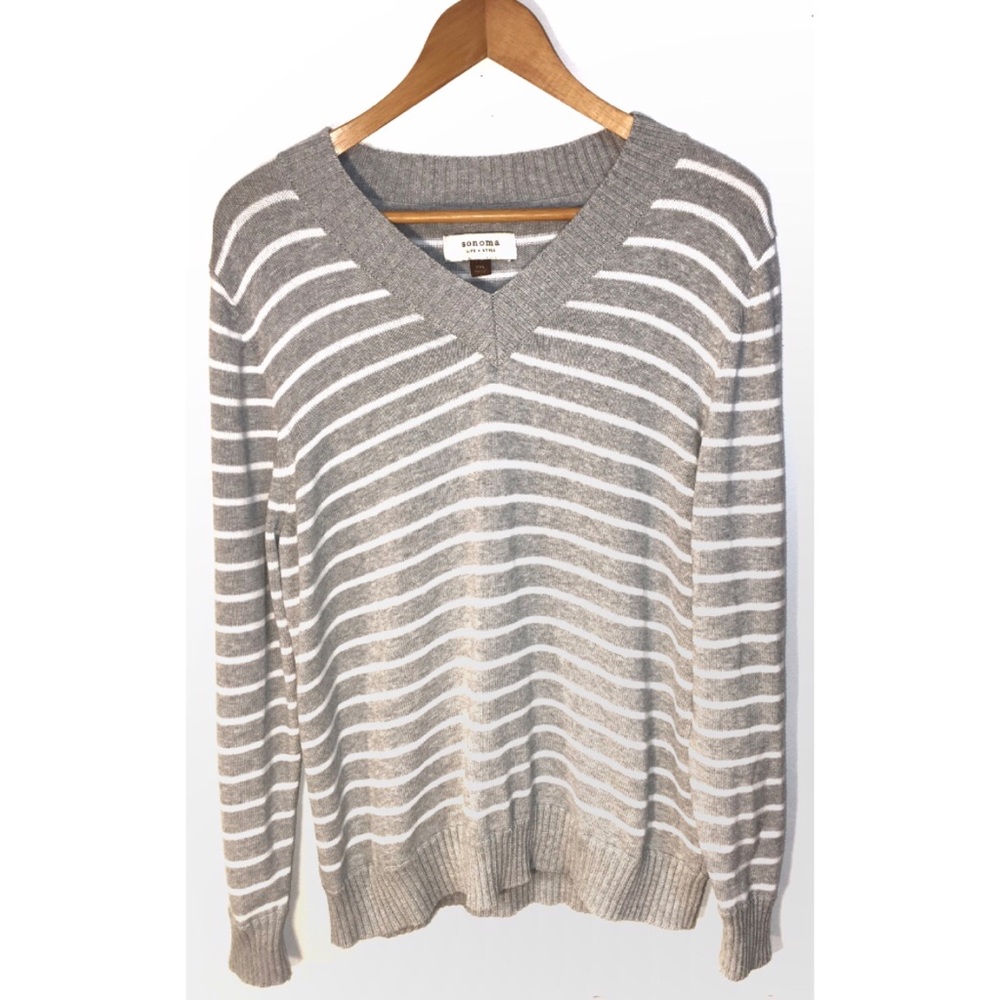 Sonoma Striped V Neck Sweater Size XXL